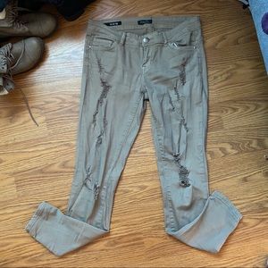 Rue 21 tan ripped jeans